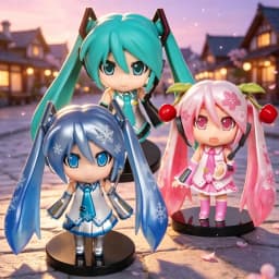 Hot Sold Hatsune Miku Figure Mini Character Ornaments Kawai Pink Green Hatsune Home Collection Desk Decoration Toy