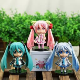 Hot Sold Hatsune Miku Figure Mini Character Ornaments Kawai Pink Green Hatsune Home Collection Desk Decoration Toy