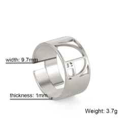 Dawapara Fibonacci Spiral Golden Ratio Ring Sacred Geometry Math Jewelry Stainless Steel Adjustable Rings
