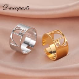 Dawapara Fibonacci Spiral Golden Ratio Ring Sacred Geometry Math Jewelry Stainless Steel Adjustable Rings
