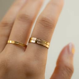 COOLTIME Personalized Custom Ring For Women Stainless Steel Gold Color Engrave Name Rings Anniversary Jewelry Gift Couple Mom