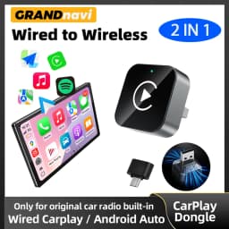 Mini 2IN1 Wireless CarPlay/Android Auto Adapter Plug and Play for VW Toyota Nissan Ford Benz Wired To Wireless for OEM Wired Car