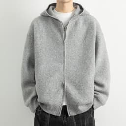 Legible Autumn Winter Casual Sweaters Men Solid Color Hooded Sweatercoats Male Loose Zip-up Knitted Cardigan Man