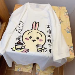 Oversized White Tops for Men Women Chiikawa Group Graphic Tee Cute Japanese Mascot Design Loose Fit Summer Streetwear Anime