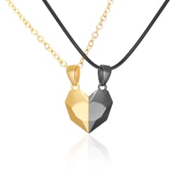 Love Magnet Couple Color Matching Necklace Simple Creative Wishing Stone Heartbreak Stitching-2 Pendant Men and Women