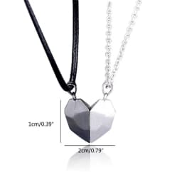 Love Magnet Couple Color Matching Necklace Simple Creative Wishing Stone Heartbreak Stitching-2 Pendant Men and Women