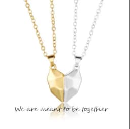 Love Magnet Couple Color Matching Necklace Simple Creative Wishing Stone Heartbreak Stitching-2 Pendant Men and Women