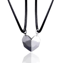 Love Magnet Couple Color Matching Necklace Simple Creative Wishing Stone Heartbreak Stitching-2 Pendant Men and Women