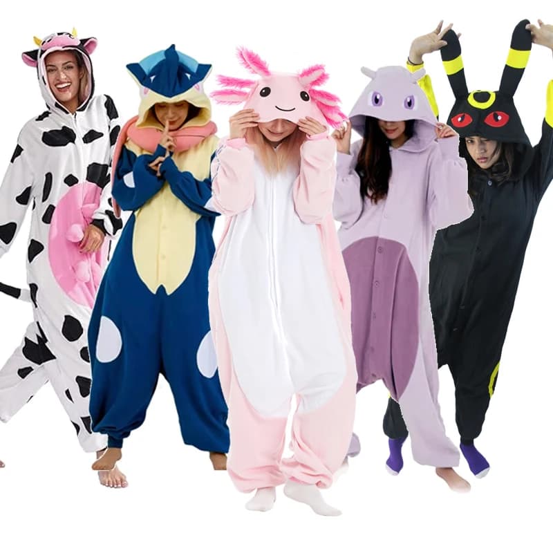 Greninja Kigurumi Onesie Mewtwo Snorlax Gengar Cosplay Halloween Costume Adult Anime Axolotl Eevee Cow Pajamas Pijama