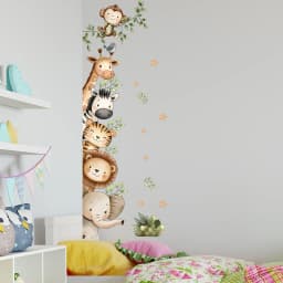 Cute Watercolor Safari Animal Wall Decals Removable Giraffe Elephant Tiger Stickers for Kids Nursery Playroom