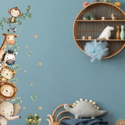 Cute Watercolor Safari Animal Wall Decals Removable Giraffe Elephant Tiger Stickers for Kids Nursery Playroom