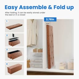MCQ 43 Inch Faux Leather Foldable Ottoman Foot Rest Stool with Storage Folding End of Bed Storage Bench Storage Load 660 lbs for Living Room Bedroom Entryway