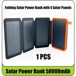 50000mAH Solar Power Bank Folding Solar Panels 5V 2A USB Output Portable Outdoor Camping Sun Power For IPhone Android