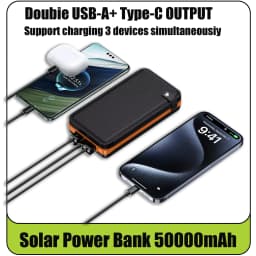 50000mAH Solar Power Bank Folding Solar Panels 5V 2A USB Output Portable Outdoor Camping Sun Power For IPhone Android