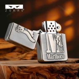 Marlboro Relief Kerosine Lighter, Vintage Grinding Wheel Lighter, High-end Gift, Men's Cigarette Lighter