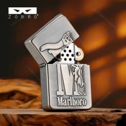 Marlboro Relief Kerosine Lighter, Vintage Grinding Wheel Lighter, High-end Gift, Men's Cigarette Lighter