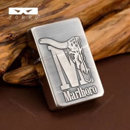 Marlboro Relief Kerosine Lighter, Vintage Grinding Wheel Lighter, High-end Gift, Men's Cigarette Lighter
