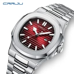 CRRJU Top Luxury Brand Man Watch Sports Waterproof Luminous Date Men Wristwatch Square Dial Quartz Men's Watches High Quality