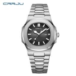 CRRJU Top Luxury Brand Man Watch Sports Waterproof Luminous Date Men Wristwatch Square Dial Quartz Men's Watches High Quality