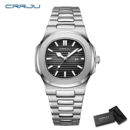CRRJU Top Luxury Brand Man Watch Sports Waterproof Luminous Date Men Wristwatch Square Dial Quartz Men's Watches High Quality