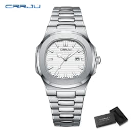CRRJU Top Luxury Brand Man Watch Sports Waterproof Luminous Date Men Wristwatch Square Dial Quartz Men's Watches High Quality
