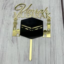 1Pcs Black Gold Acrylic Umrah Mubarak Cake Toppers Ramadan Kareem Decoration Muslim Islamic Party Home 2026 Ramadan Cake Supplie