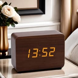LED Desktop Clock Alarm Decoration Wooden Alarm Watch Table Voice Control Digital Wood Powered Electronic Desktop Clocks