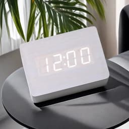 LED Desktop Clock Alarm Decoration Wooden Alarm Watch Table Voice Control Digital Wood Powered Electronic Desktop Clocks