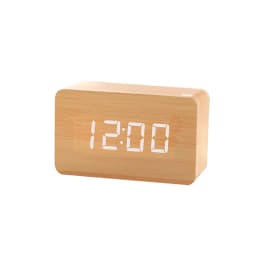 LED Desktop Clock Alarm Decoration Wooden Alarm Watch Table Voice Control Digital Wood Powered Electronic Desktop Clocks