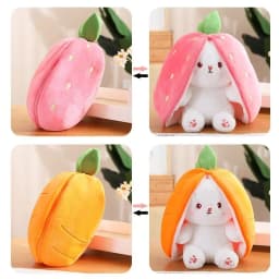 25cm Cute Strawberry Carrot Rabbit Plush Toy Stuffed Creative Into Fruit Transform Baby Cuddly Bunny Doll for Kid Birthday Gift