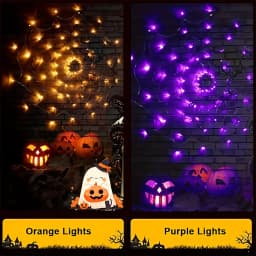 Halloween Spider Web Hanging Ornament LED String Lights 70LED 8 Modes Battery For Ghost Festival Home Party Wall Decoration