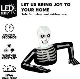 5.5FT Long Halloween Skeleton Inflatable Decoration with LCD Eyes – 8 Animated Eye Designs LED Lighted Halloween Blow Up Decoration for Yard Lawn Indoor Outdoor, Inflatable with LCD Eyes