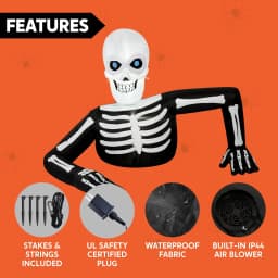 5.5FT Long Halloween Skeleton Inflatable Decoration with LCD Eyes – 8 Animated Eye Designs LED Lighted Halloween Blow Up Decoration for Yard Lawn Indoor Outdoor, Inflatable with LCD Eyes