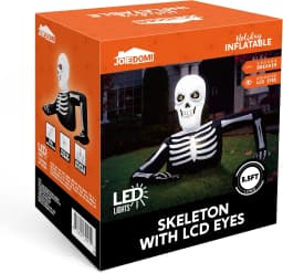 5.5FT Long Halloween Skeleton Inflatable Decoration with LCD Eyes – 8 Animated Eye Designs LED Lighted Halloween Blow Up Decoration for Yard Lawn Indoor Outdoor, Inflatable with LCD Eyes