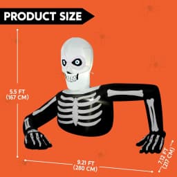 5.5FT Long Halloween Skeleton Inflatable Decoration with LCD Eyes – 8 Animated Eye Designs LED Lighted Halloween Blow Up Decoration for Yard Lawn Indoor Outdoor, Inflatable with LCD Eyes