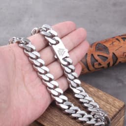 Viking cast cuban chain male thin stainless steel bracelet and necklace polished chain four sides cut boyfriend gift wholesale