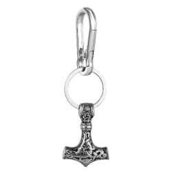 Retro Vikings Thors Hammer Survival Rope Keychain Men Stainless Steel Leather Keyring Handmade Amulet Norse Runes Anchor Jewelry