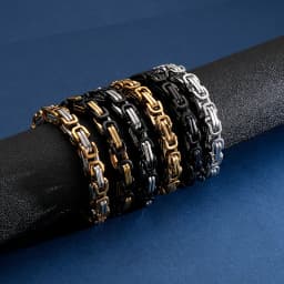 KALEN Wholesale Dubai Stainless Steel Byzantine Chain Bracelet Men Fashion Male 16-24cm Gold Color Wrap Bangle Biker Jewelry