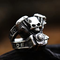 Retro Punk Motorcycle Engine Rings For Men Boys Gothic 316L Stainless Steel Biker Skull Ring Fashion Jewelry Gifts Wholesale