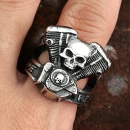 Retro Punk Motorcycle Engine Rings For Men Boys Gothic 316L Stainless Steel Biker Skull Ring Fashion Jewelry Gifts Wholesale