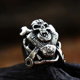Retro Punk Motorcycle Engine Rings For Men Boys Gothic 316L Stainless Steel Biker Skull Ring Fashion Jewelry Gifts Wholesale