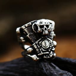Retro Punk Motorcycle Engine Rings For Men Boys Gothic 316L Stainless Steel Biker Skull Ring Fashion Jewelry Gifts Wholesale