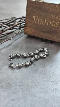 Gun Black Vintage full Stainless Steel Skull Beaded Skull Bracelet for Men Bracelets Gothic packing by wooden box as gift