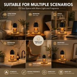 Flameless Candle Warmer Lamp Wax Melter with Adjustable Height Stepless Dimming GU10 Wooden Base Home Decorative Gift