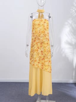 Floral Print Halter Neck Top Maxi Skirt Set Sleeveless Ruffle Hem 2026 Summer Beach Women Co-ord Chic Boho Lady Vacation Outfit