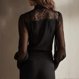 French Retro Blouse Women 2026 Spring Bow Lace-up Shirt Elegant Lace Splicing See-through Long Sleeve Slim Fit Blusas De Mujer