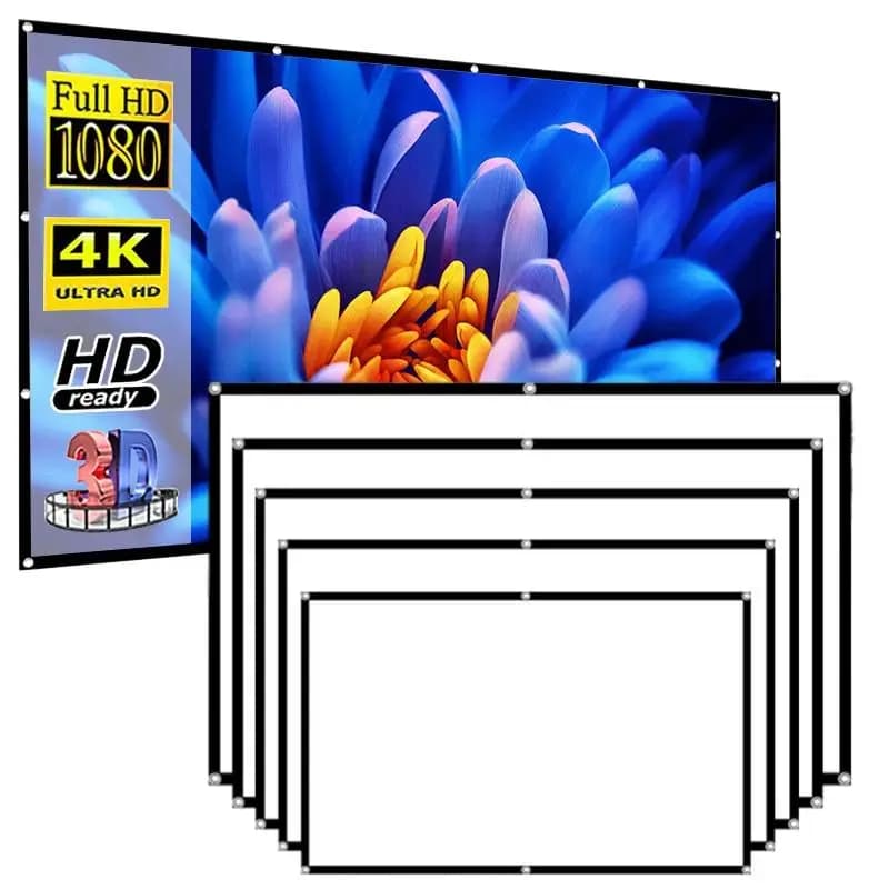 1 Pcs Curtain Anti-Light 60/72/84/100/120 Inches Projection Screens For Home Outdoor Office Projector Portable Projector Screen