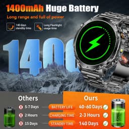 New Military 1400mAh Battery Smart Watch 10ATM Waterproof LED Flashlight Heart Rate 100+Sports mode SOS Alarm Bracelet Men Women