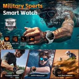 New Military 1400mAh Battery Smart Watch 10ATM Waterproof LED Flashlight Heart Rate 100+Sports mode SOS Alarm Bracelet Men Women