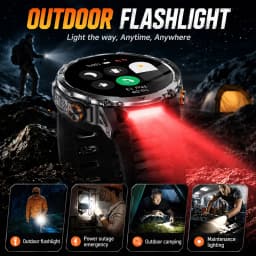 New Military 1400mAh Battery Smart Watch 10ATM Waterproof LED Flashlight Heart Rate 100+Sports mode SOS Alarm Bracelet Men Women
